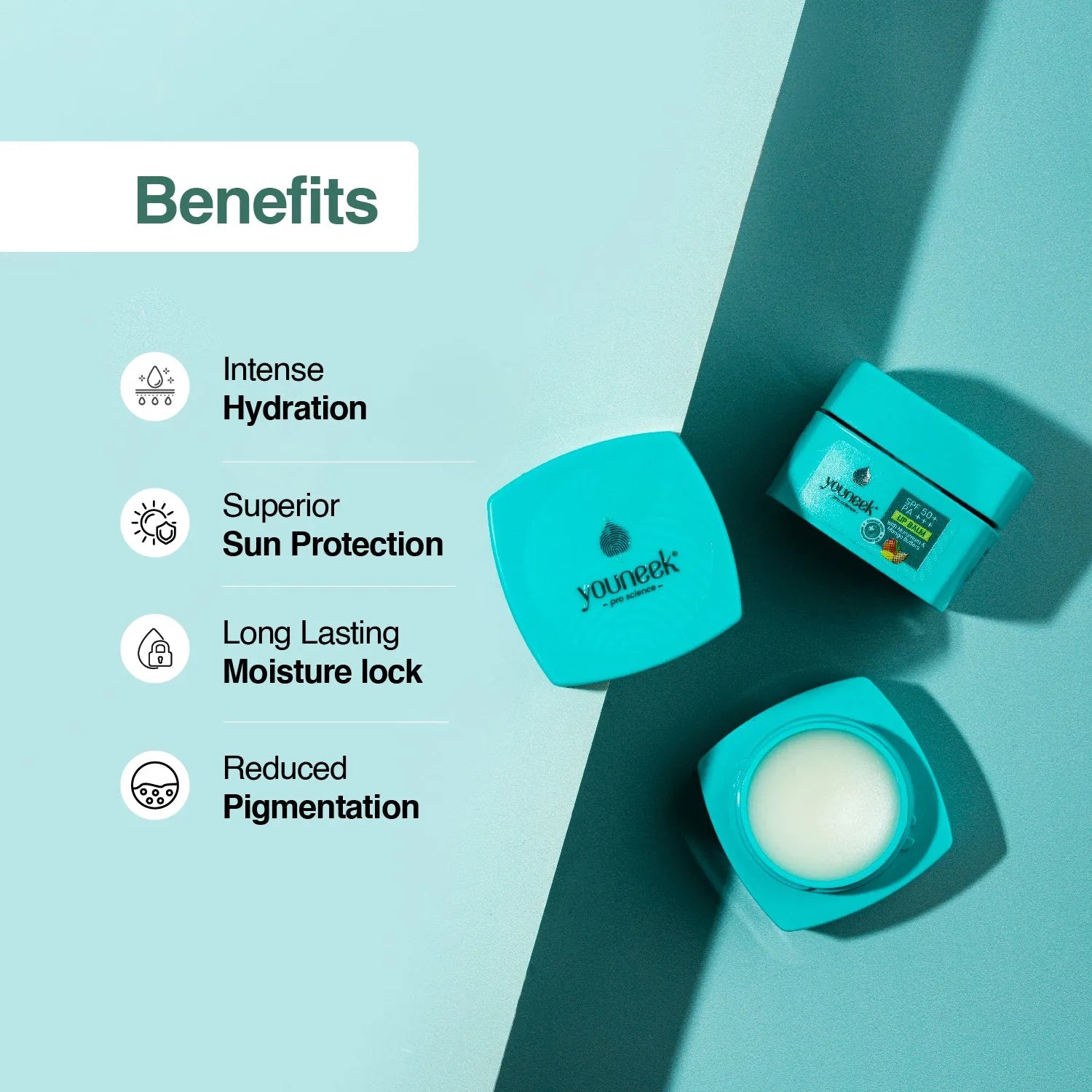 Lip balm with SPF 50+ side and top view | Youneekproscience