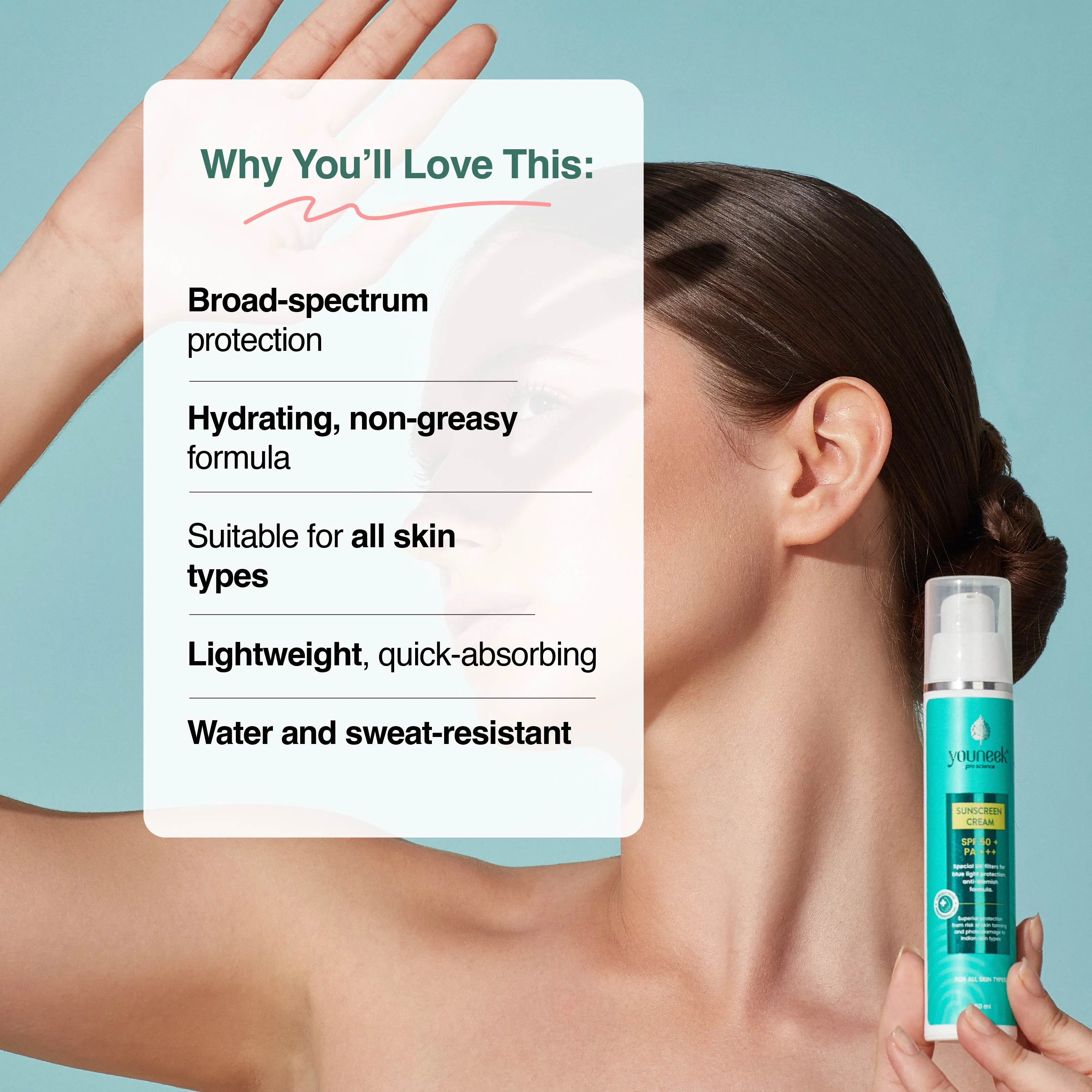 SPF 50 sunscreen moisturizer for all skin types | Youneekproscience